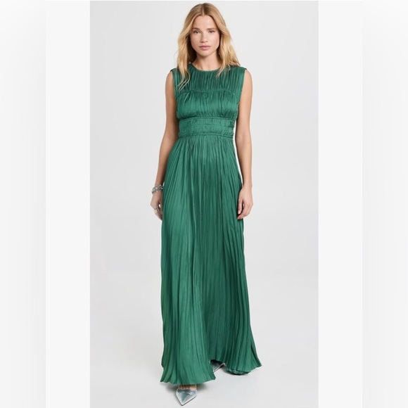 ULLA JOHNSON DELI PLEADED EMERALD GOWN SIZE 2 - Picture 2 of 12